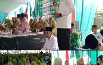 Ribuan Jemaah Hadiri Pengajian Rutin Jum’at Kliwon Muslimat NU Merbau Mataram di Desa Lebung Sari