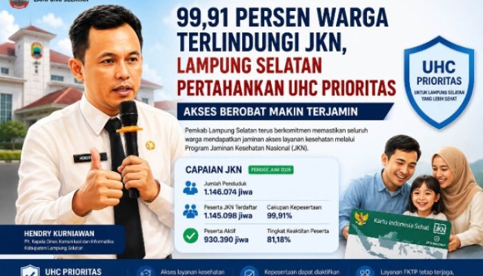 ‎Lampung Selatan Pertahankan UHC Prioritas, Cakupan JKN Capai 99,91%  ‎