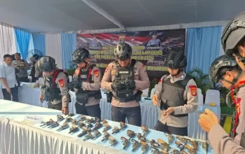 Polda Lampung Musnahkan 166 Senjata Api dan 114 Amunisi Hasil Serahan Masyarakat