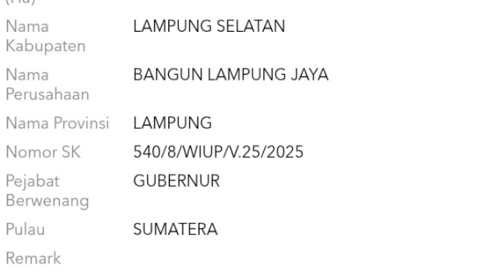 PT Bangun Lampung Jaya Diduga Tambang Tanpa Izin
