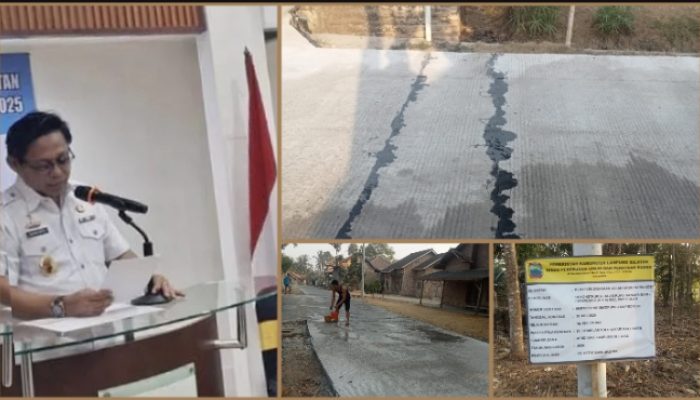 ‎Jalan Rekonstruksi Rabat Beton Hampir Rp1 Miliar Baru Bangun Sudah Retak Patah, Peringatan Sekda Lamsel Sekadar Omon-omon  ‎
